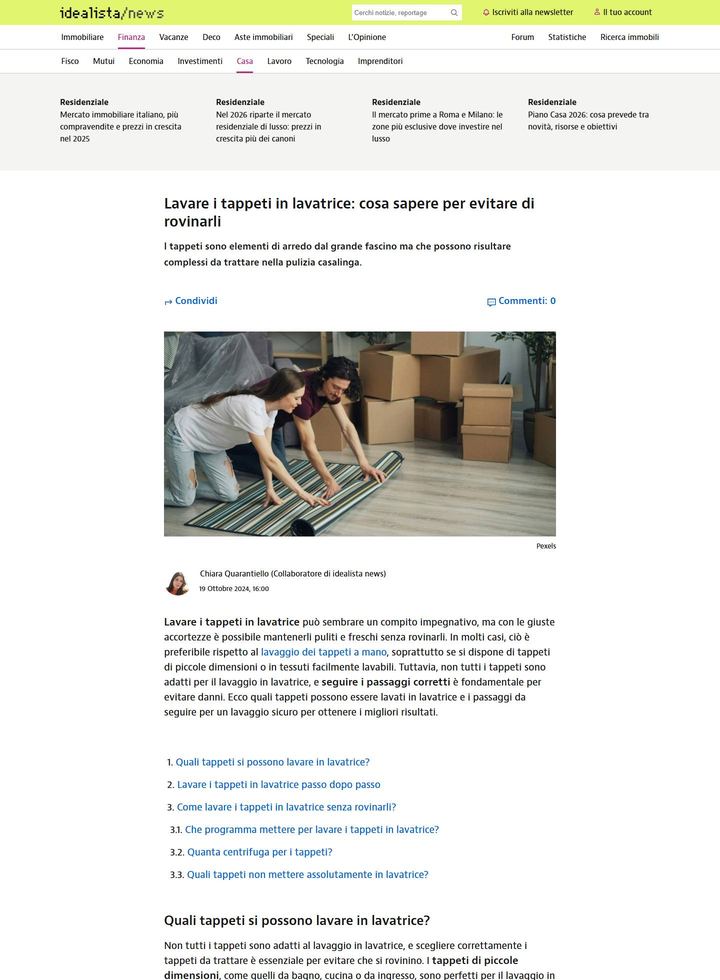 La parte alta della pagina di Idealista news