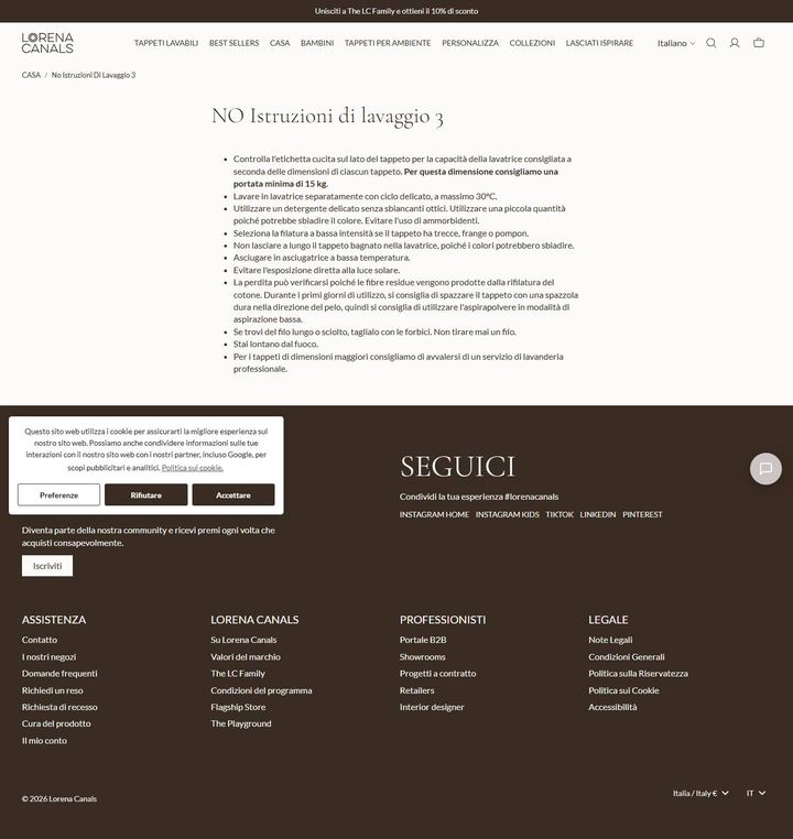 La parte alta della pagina di Lorena Canals
