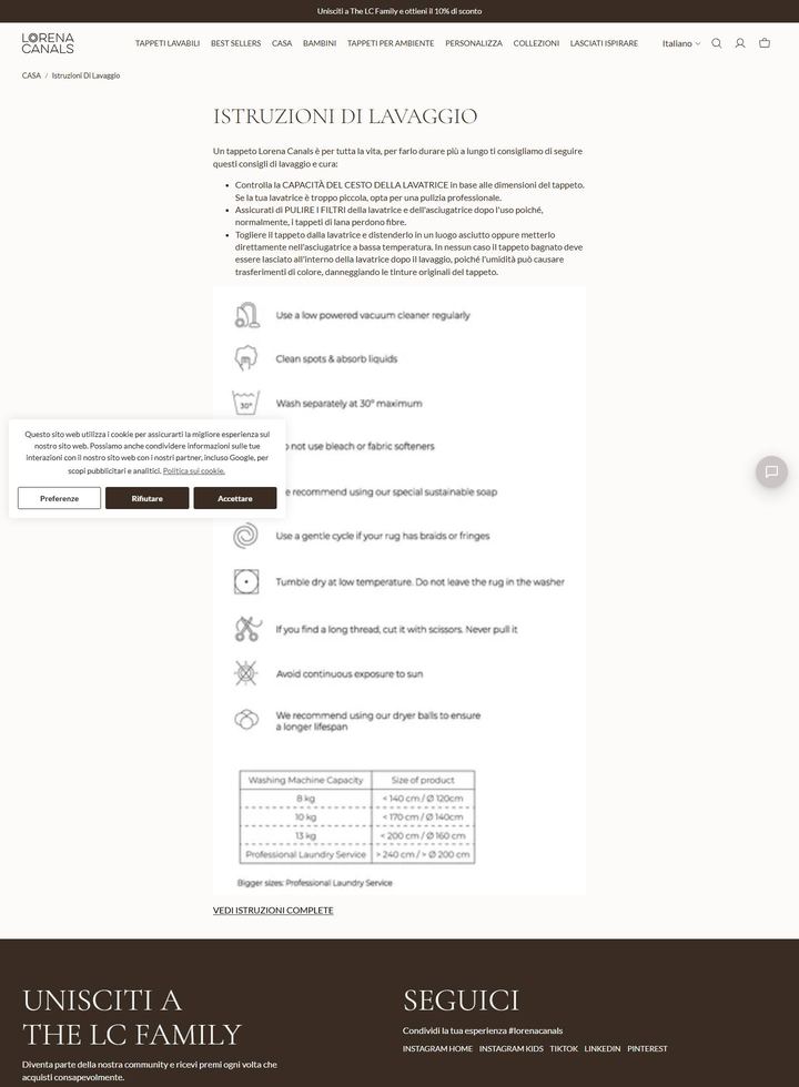La parte alta della pagina di Lorena Canals