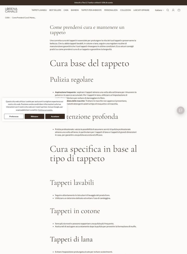 La parte alta della pagina di Lorena Canals