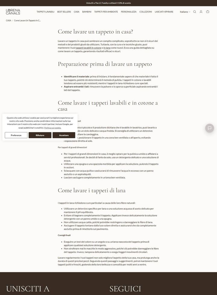 La parte alta della pagina di Lorena Canals