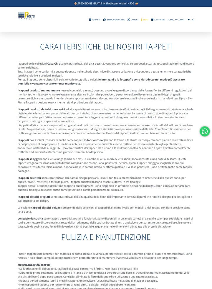 La parte alta della pagina di Pierre Tappeti