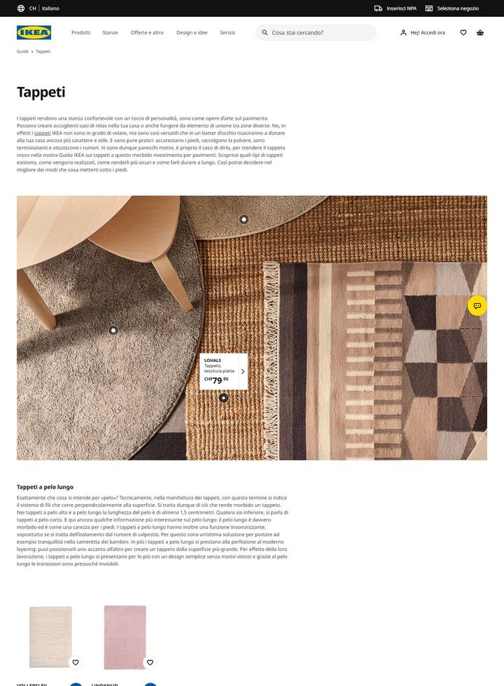 La parte alta della pagina di IKEA