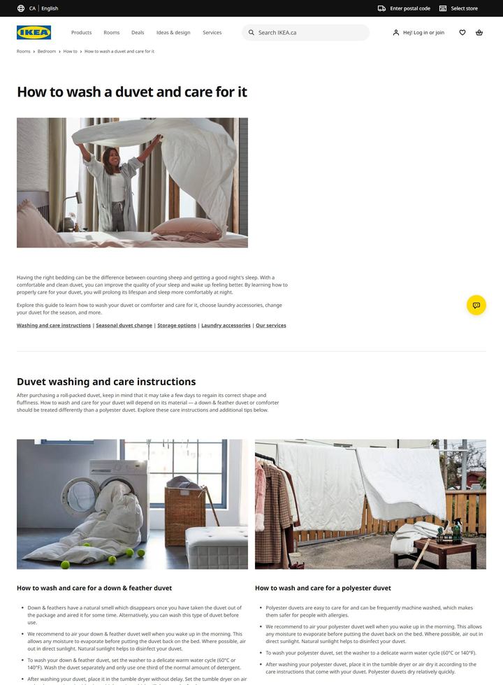 La parte alta della pagina di IKEA